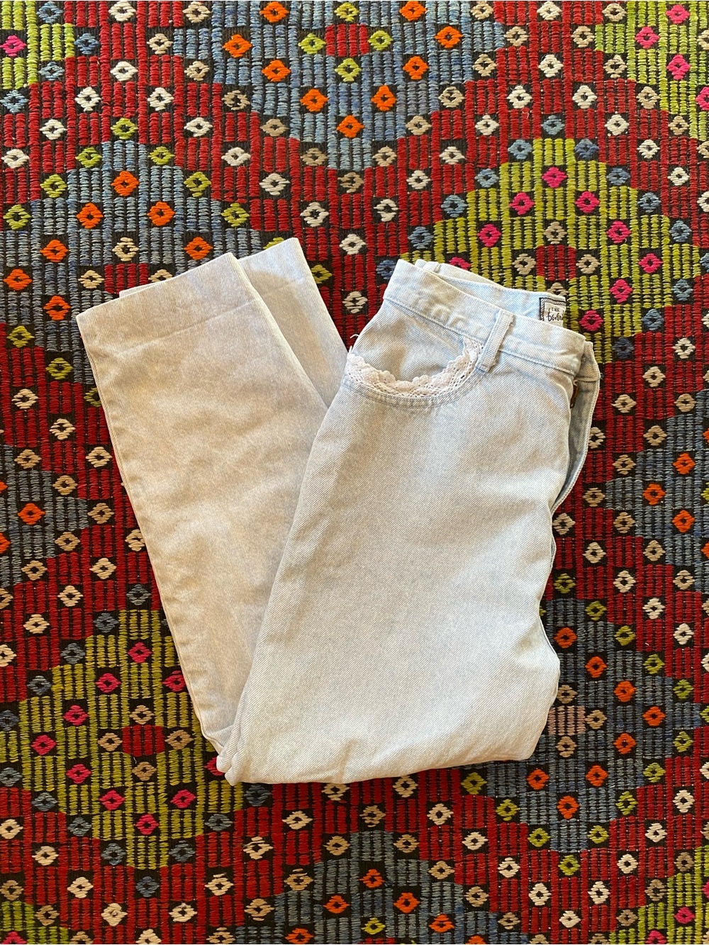 Lace Trimmed Denim Jeans